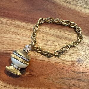 VINTAGE GOLD TONE ACORN CHARM BRACELET STATEMENT COTTAGECORE BOHO AESTHETIC